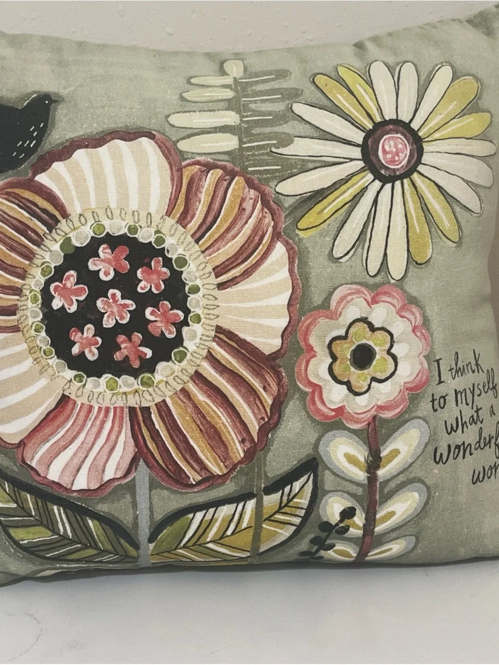 Primitives by Kathy Floral Accent Pillow what a wonderful world